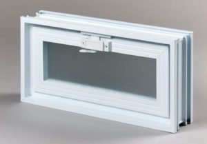 Okno wentylacyjne 2x1 do luksferów i pustaków szklanych zamknięte